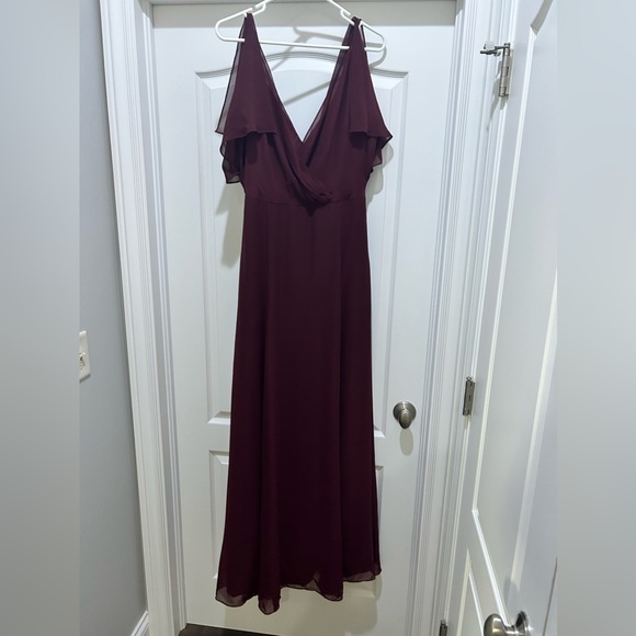 Maroon Long Bridesmaids Dress - size 14 - Picture 1 of 3